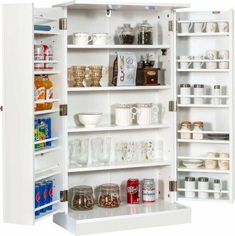 Costway Armario De Cocina, Armario Despensa Con Doble Puerta Y 6 Repisas Regulables, Organizador 17 Niveles - Costway