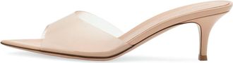 Generic Beige,6.5 UK,High Heel Mules for Women Slip On Open Pointed Toe Kitten Heel Pumps PVC Transparent Slingback Sandals Prom Party Dressy Shoes