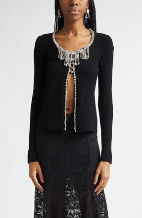 Paco Rabanne Embellished Cutaway Cardigan in Black at Nordstrom, Size X-Large