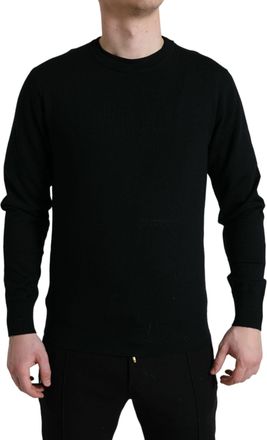 Dolce & Gabbana Black Wool Round Neck Pullover Mens Sweater