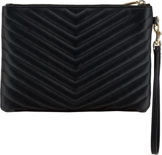 Saint Laurent Womens Matelass&eacute; Clutch Bag Nero Calf Leather Bos Taurus Beauty Cases