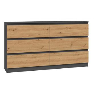 Topeshop Aster - C&oacute;moda Grande Dormitorio Sal&oacute;n Oficina - 6 Cajones - 138x40x75cm - 6 Cajones - Estilo Escandinavo