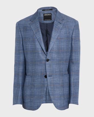 Ermenegildo Zegna Men & apos;s Melange Windowpane Winter Crossover Sport Coat