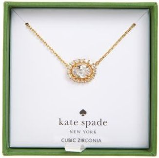 Kate Spade New York cubic zirconia mini pendant necklace in Clear/Gold at Nordstrom Rack