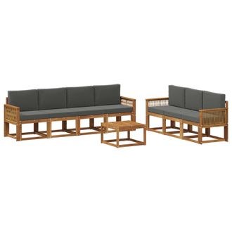 vidaXL Conjunto De Sof&aacute;s De Exterior 8 Pcs Natural Y Antracita Vidaxl