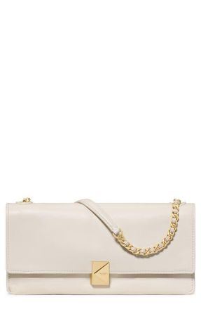 Kate Spade New York deco fine grain leather convertible chain shoulder bag in Cashew Milk at Nordstrom