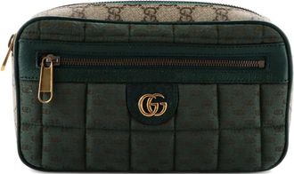 Gucci Front Zip GG Coated Canvas and Quilted Mini GG Canvas Medium belt bag - Bruin