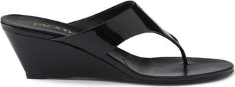 Prada Patent Leather Wedge Thong Sandals Shoes