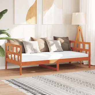 vidaXL Vidaxl - Sof&aacute; Cama Sin Colch&oacute;n Madera Maciza Pino Marr&oacute;n Cera 90x200 Cm