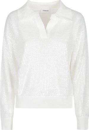 P.A.R.O.S.H. Cobalt Polo Neck Trui - Dames - V-hals truien - Wit - XS - Truien & Vesten