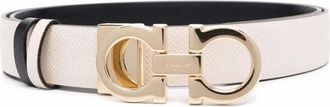 Ferragamo Ivory Gancini Buckle Reversible Belt