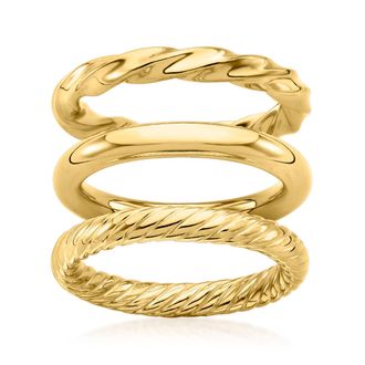 Ross-Simons 18kt Gold Over Sterling Jewelry Set: 3 Polished Rings