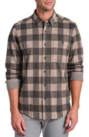 Rhone Hardy Check Flannel Button-Up Shirt in Foggy Taupe/Iron Buffalo at Nordstrom Rack, Size Small