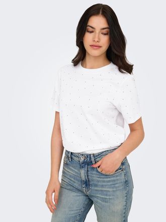 Only Kurzarmshirt »ONLMONJA S/S STUDS TEE JRS« mit Glitzer-Effekt