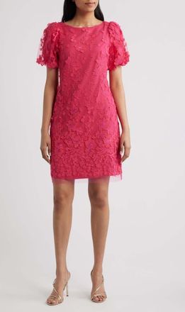 Eliza J Puff Sleeve Shift Dress in Hot Pink at Nordstrom, Size 10