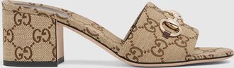 Gucci Womens Slide Sandal With Horsebit, Multicolor, GG Canvas