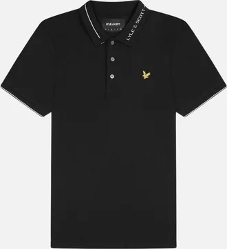 Lyle & Scott Mens Lyle & Scott Branded Ringer Black Polo Shirt - Size: 42