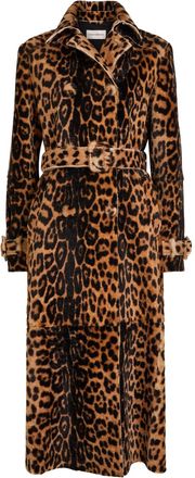 Nour Hammour Tate Leopard-print Pony Hair Trench Coat - 38 (UK10 / S)
