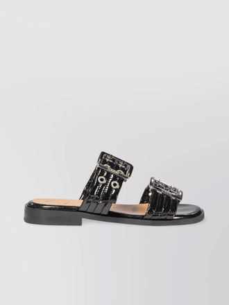Ganni two-strap buckle sandals