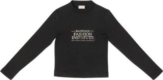 Balenciaga Fashion Institute Long Sleeve T-shirt Medium Fit Black 698124TMVH51073