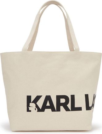 Karl Lagerfeld K/Essential oversized-logo tote bag - women - Recycled Cotton/Cotton - OS - Neutrals