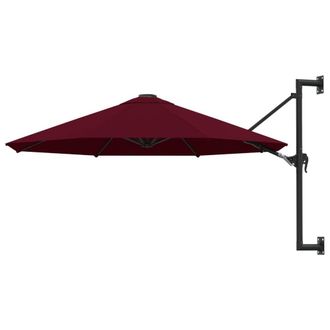 Berkfield Home Wall-Mounted Parasol with Metal Pole 300 cm Burgundy in Red