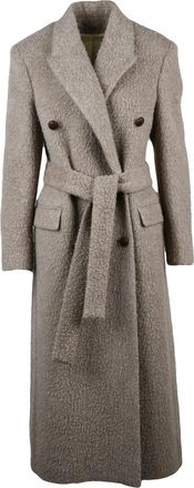 Golden Goose Double-Breasted Wrap Coat In Textured Wool Mohair Blend