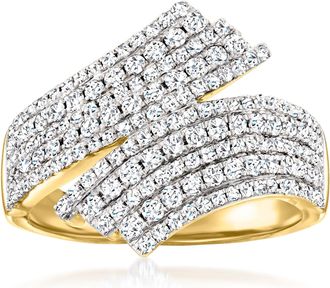 Ross-Simons Diamond Bypass Ring in 14kt Yellow Gold