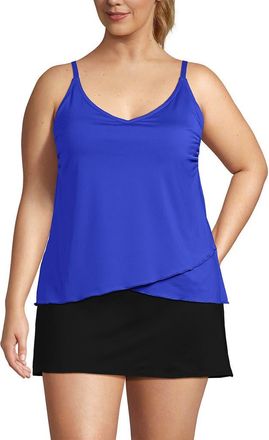 Lands End Tulip Hem Tankini Top in Blue Springside Floral at Nordstrom, Size 2X