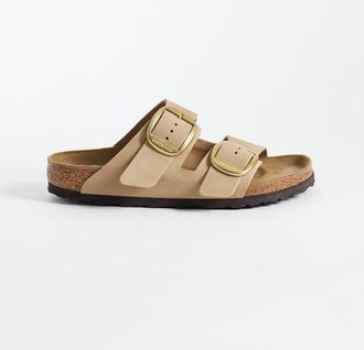 Birkenstock Arizona - Sandali in pelle color sabbia con fibbia grande-Neutro