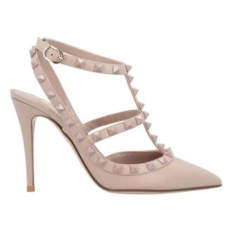 Valentino Schoenen, Dames, Beige, 40 EU, Leer, Rockstud Ankelband Pump