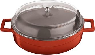 Paderno Saucepan 2 M C/Cop Cm 28 Lt 3.4 Cast Iron Red Glass