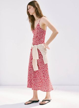Mango Vestito collo a V stampa grezzo - Donna - XS - MANGO