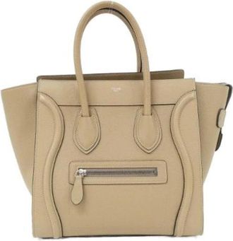Celine Pre-owned Micro Luggage Calf Tote Bag - Dames - Vintage Handtas - Beige - ONE Size - Leer - Vintage