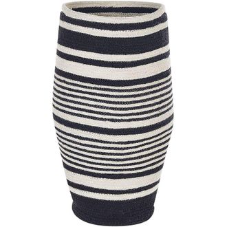 Beliani Cesta De Algod&oacute;n Blanco Negro 64 Cm Trenzado Almacenaje Accesorio Arrah