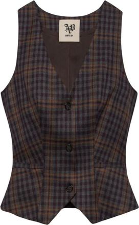 Aniye By Gilet Len in Check - Jackets - Mujer - Marr&oacute;n - M