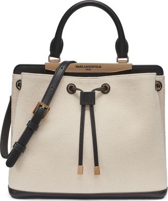 Karl Lagerfeld Evelina Canvas Bucket in Natural/black at Nordstrom