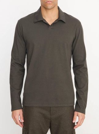 Vince Garment Dye Long Sleeve Johnny Collar Shirt In Washed Dark Leaf