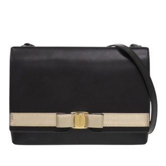 Ferragamo Ferragamo Black Leather Vara Bow Crossbody