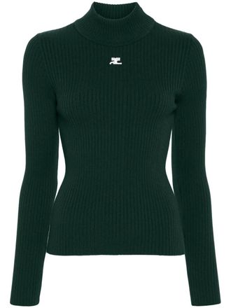 Courrèges Maglia Re-Edition A Costine Collo Alto-Donna