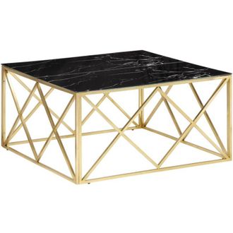 vidaXL Mesa De Centro Dorada Acero Inoxidable Y Vidrio Templado Vidaxl