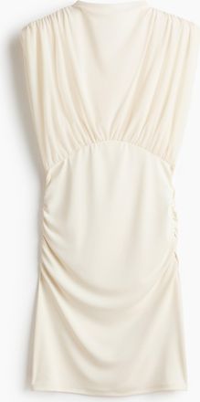H&M Drapiertes Minikleid - Cremefarben
