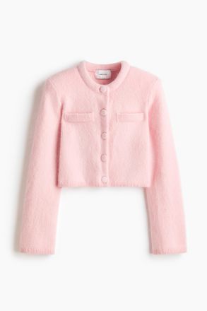 H&M Cardigan mit Schulterpolstern aus Mohairmix - Pink