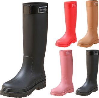 Generic Non Slip Wellington Boots Womens Womens Chunky Wellingtons Knee Length Waterproof Rainboot Slip On Garden Boots Long Yard Booties Outdoor Fishing Boot