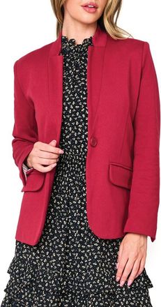 Gibsonlook Inverted Notch Collar Cotton Blend Knit Blazer in Cranberry at Nordstrom, Size Xx-Small