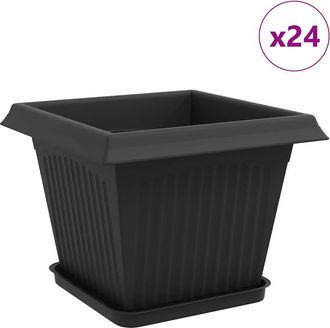 vidaXL Macetas 24 Uds. Negro Pl&aacute;stico Vidaxl