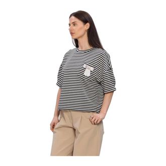 Summum Top Striped Scuba - Dames - Tops - Veelkleurig - Maat: L Viscose
