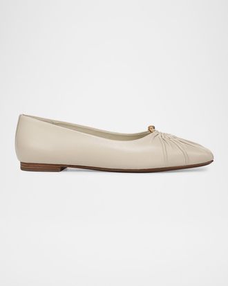 Vince Dany Gathered Leather Ballerina Flats