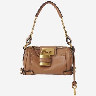 Chlo&eacute; Womens Small Paddington Leather Bag Beige Shoulder