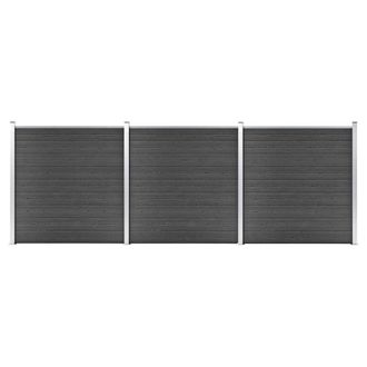 vidaXL Juego De Paneles De Valla Wpc Negro 526x186 Cm Vidaxl